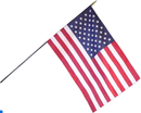 12 in. X 18 in. Verona Brand U.S. Flag Mounted on 3/8 in. X 30 in. Black staff Gold Spear Tip - Flagladyusa