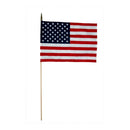 12 Pack - 12 in. X 18 in. U.S. Flag - 3/8 X 30 in. Natural Wood Staff & Gold Spear tip - Flagladyusa