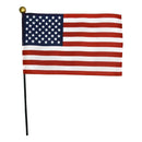 12 Pack 4 in. X 6 in. Cotton Muslin U.S. Flag Mounted on a 3/16 in. X 10 in. Back Staff with Gold Ball - Flagladyusa