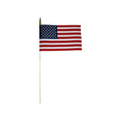12 Pack 8 in. X 12 in. Cotton Muslin U.S. Flag Mounted on 5/16 in. X 24 in. Natural Wood with Gold Spear Tip - Flagladyusa