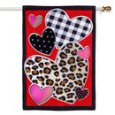 28x40 in Patterned Hearts Burlap Banner - Flagladyusa