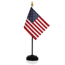 4 in. X 6 in. Miniature Set with U.S. Flag and Black Plastic Base - Flagladyusa