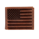 American Flag, Bi - Fold Wallet, Brown, CH, 100% Genuine Leather - Flagladyusa