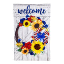 Americana Floral Welcome Wreath Banner - Flagladyusa