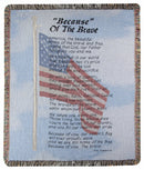 Because Of The Brave Tapestry Throw - Flagladyusa