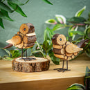 Bird with Wood Texture Resin Table Decor with Metal Legs - Flagladyusa