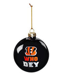 Blown Glass Ornament, Cincinnati Bengals Who Dey - Flagladyusa