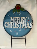 Blue Merry Christmas Ornament Ground Stake - Flagladyusa