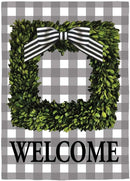 Boxwood Plaid Home Suede Wreath Banner - Flagladyusa