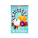 Buffalo Check Fall Wreath Linen Banner - Flagladyusa