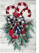 Candy Cane Swag Burlap Garden Flag - Flagladyusa