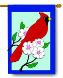 Cardinal with Dogwood Banner Flag 28 x 40 inch Birds - Flagladyusa