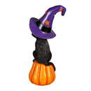 Cat on Jack O' Lantern with Witch Hat LED Statue - Flagladyusa