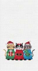 Cat Santa Hats Waffle Weave Kitchen Towel - Flagladyusa