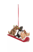 Cats Sled Ornament - Flagladyusa