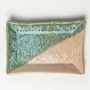 Ceramic Green/White Trinket - Patterned Handmade in Ohio - Flagladyusa