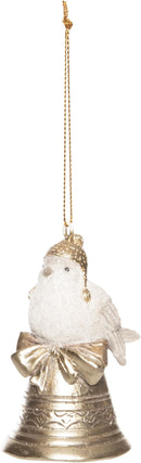 Champagne & White Bird Bell Ornament (Silver) - Flagladyusa