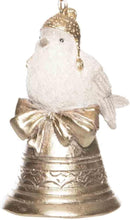 Champagne & White Bird Bell Ornament (Silver) - Flagladyusa