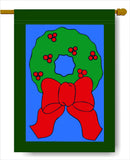 Christmas Wreath with Holly Banner Flag 28 x 40 inch Christmas - Flagladyusa