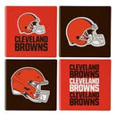 Cleveland Browns Ceramic Coaster Set w/ Wood Caddy - Flagladyusa