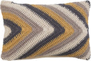 Cotton Crocheted Lumbar Pillow w/ Chevron Pattern - Flagladyusa