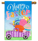 Easter Plaid Truck Burlap Banner - Flagladyusa