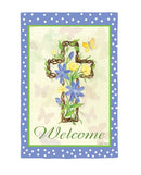 Easter Welcome Cross Suede Garden Flag - Flagladyusa
