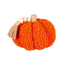 Fabric Pumpkin Tabletop Decor w/Wood Bead and Rope Tassels (6"x6") - Flagladyusa