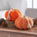 Fabric Pumpkin Tabletop Decor w/Wood Bead and Rope Tassels (6"x6") - Flagladyusa