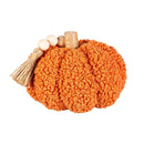 Fabric Pumpkin Tabletop Decor w/Wood Bead and Rope Tassels (6"x6") - Flagladyusa
