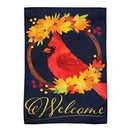 Fall Cardinal Wreath Burlap Garden Flag - Flagladyusa
