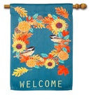 Fall Chickadee Wreath Banner & Garden Flag - Flagladyusa