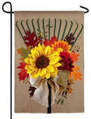 Fall Floral Rake Garden Flag - Flagladyusa