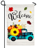 Fall Plaid Truck Linen Flags - Flagladyusa