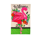 Floral Flamingo Welcome Applique House Flag - Flagladyusa