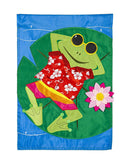 Frog's Summer Vacation Garden Applique Flag - Flagladyusa