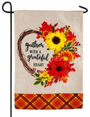 Gather with a Grateful Heart Burlap Garden Flag - Flagladyusa