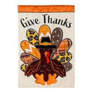 Give Thanks Patterned Turkey Applique Garden Flag - Flagladyusa
