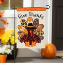 Give Thanks Patterned Turkey Applique Garden Flag - Flagladyusa