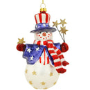 Glass Patriotic Snowman with Stars Ornament - Flagladyusa