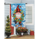 Gnome with Christmas Wreath House Flag - Flagladyusa