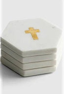 Gold Cross - Marble Coasters (set of 4) - Flagladyusa