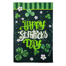 Happy St. Patrick's Day Shamrocks Applique House Flag - Flagladyusa