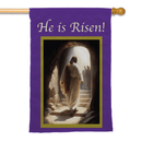 He is Risen: Jesus Walking out of Tomb Flags - Flagladyusa