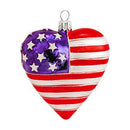 HEART SHAPED AMERICAN FLAG GLASS ORNAMENT - Flagladyusa