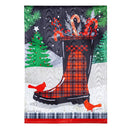 Holiday Plaid Boots Moire Garden Flag - Flagladyusa