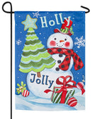 Holly Jolly Snowman Garden Suede Flag - Flagladyusa