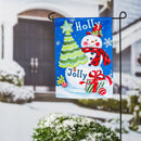 Holly Jolly Snowman Garden Suede Flag - Flagladyusa
