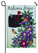 Home Clematis Mailbox Linen Garden Flag - Flagladyusa