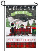 Home for the Holidays Train Garden Suede Flag - Flagladyusa
